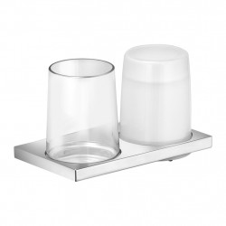 Keuco Edition 11 - Nástěnný dvojitý držák s pohárem a dávkovačem tekutého mýdla, chrom 11153019000